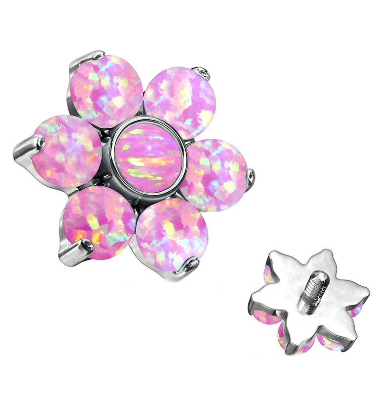 Pink Opalite Floret Titanium Internally Threaded Top