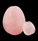 Rose Quartz Stone Teardrop Plugs