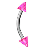 Double Spiked Color Steel Curved Barbell