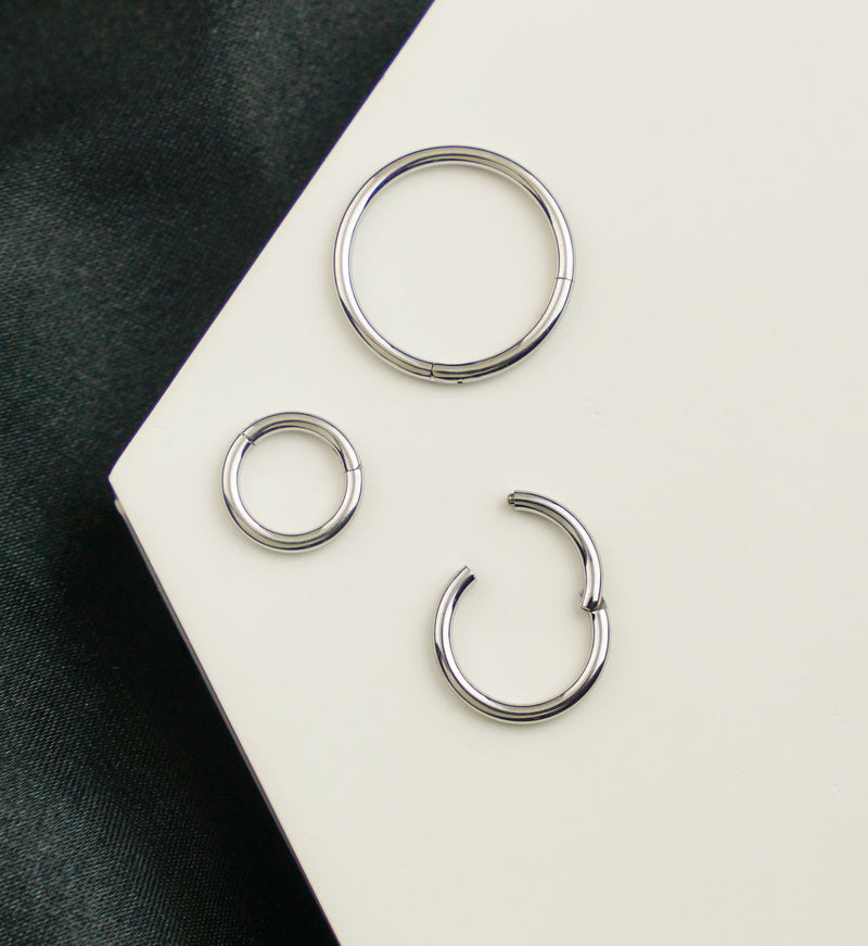 Platinum PVD Titanium Hinged Segment Hoop Ring