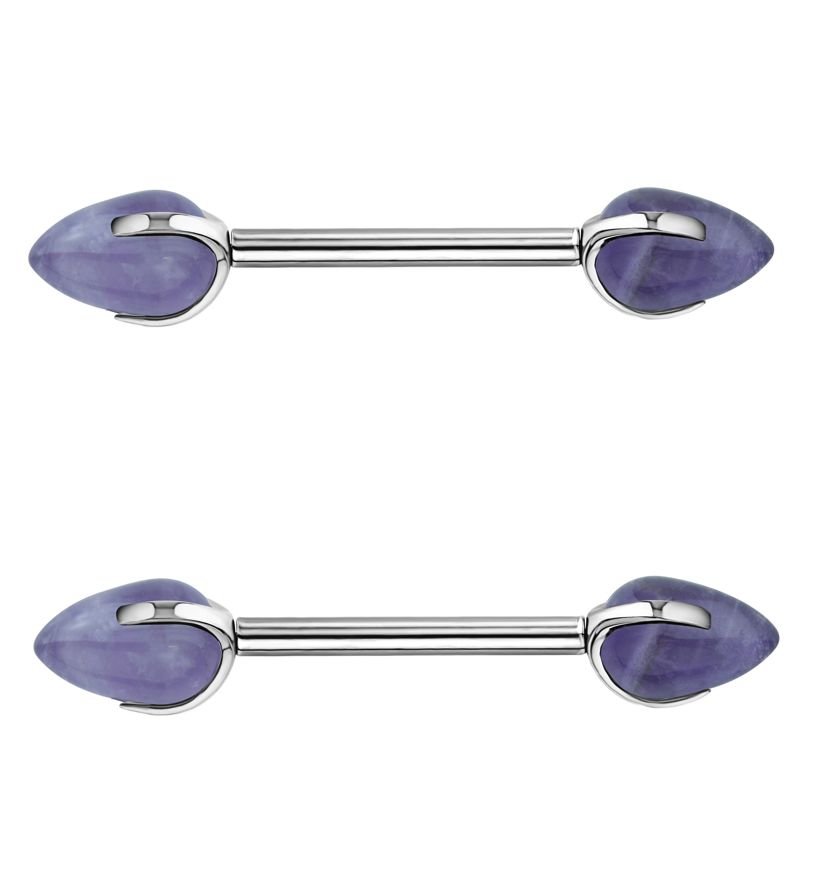 Point Amethyst Stone Threadless Titanium Nipple Barbell UrbanBodyJewelry
