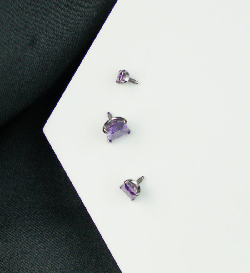 Princess Amethyst CZ Internally Threaded Titanium Top