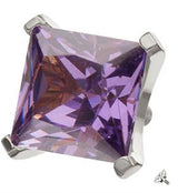 Princess Amethyst CZ Internally Threaded Titanium Top