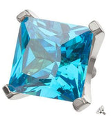 Princess Blue Topaz CZ Internally Threaded Titanium Top