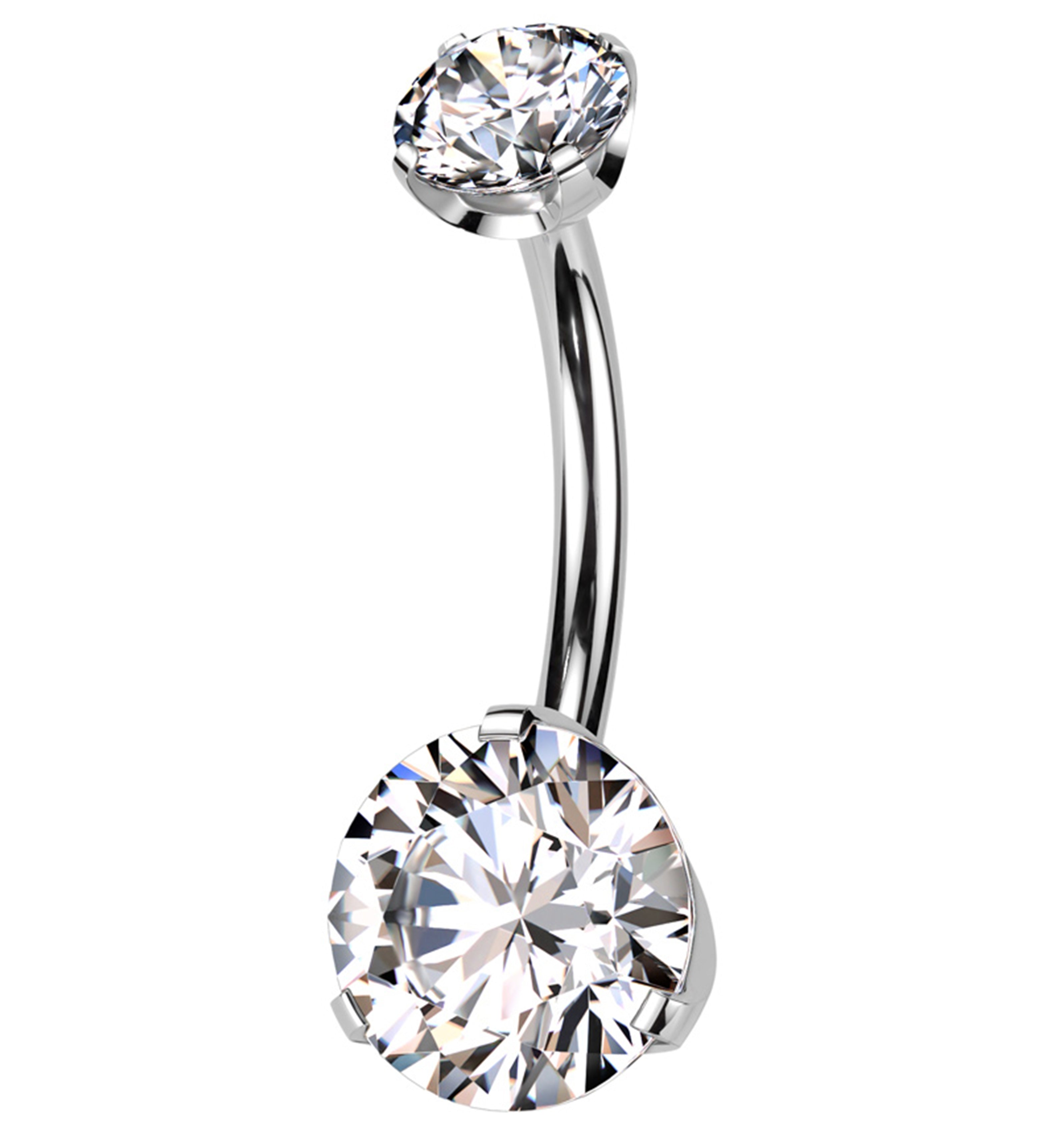 Prong Clear CZ Titanium Threadless Belly Button Ring | UrbanBodyJewelry.com