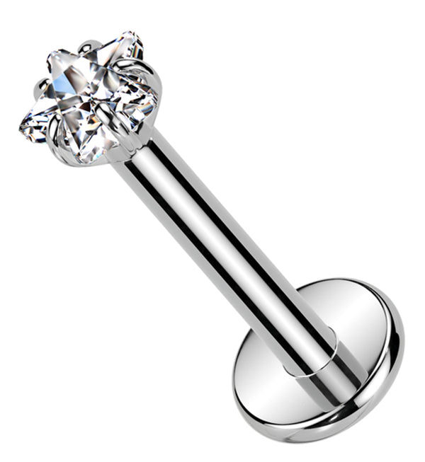 Prong Star Clear CZ Internally Threaded Titanium Labret