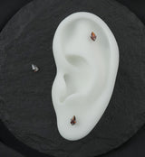 Prong Teardrop Red CZ Titanium Threadless Top