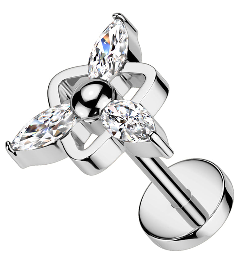 Propeller Clear CZ Titanium Threadless Labret