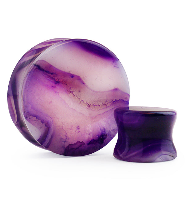 Purple Line Agate Stone Plugs