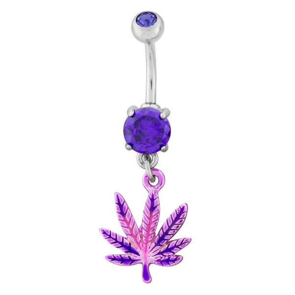 Purple Haze Leaf Belly Button Ring