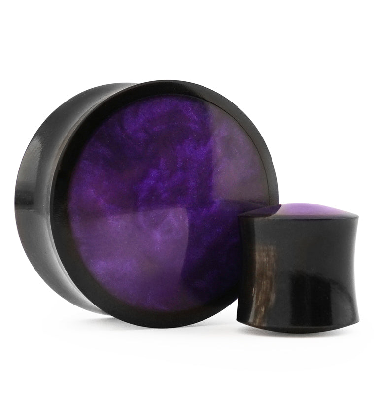 Horn Plugs With Purple Resin Inlay