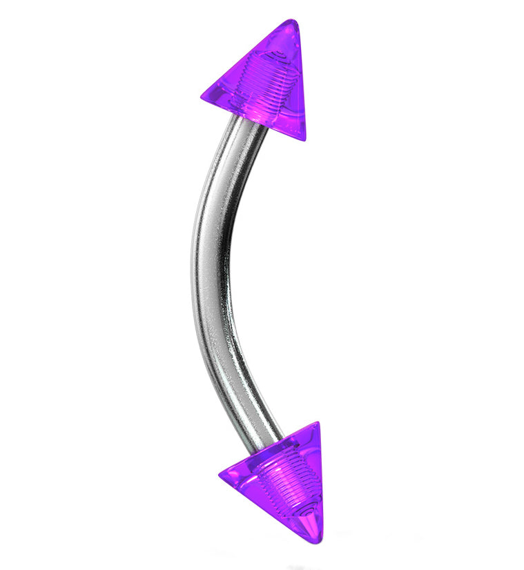 Double Spiked Color Steel Curved Barbell