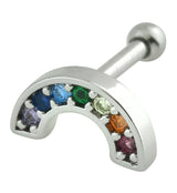 Rainbow Arch CZ Cartilage Barbell