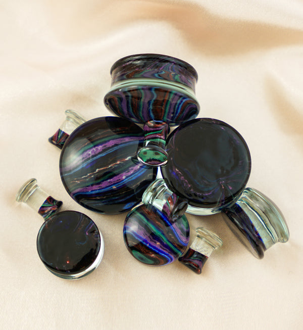 Rainbow Layers Glass Double Flare Plugs