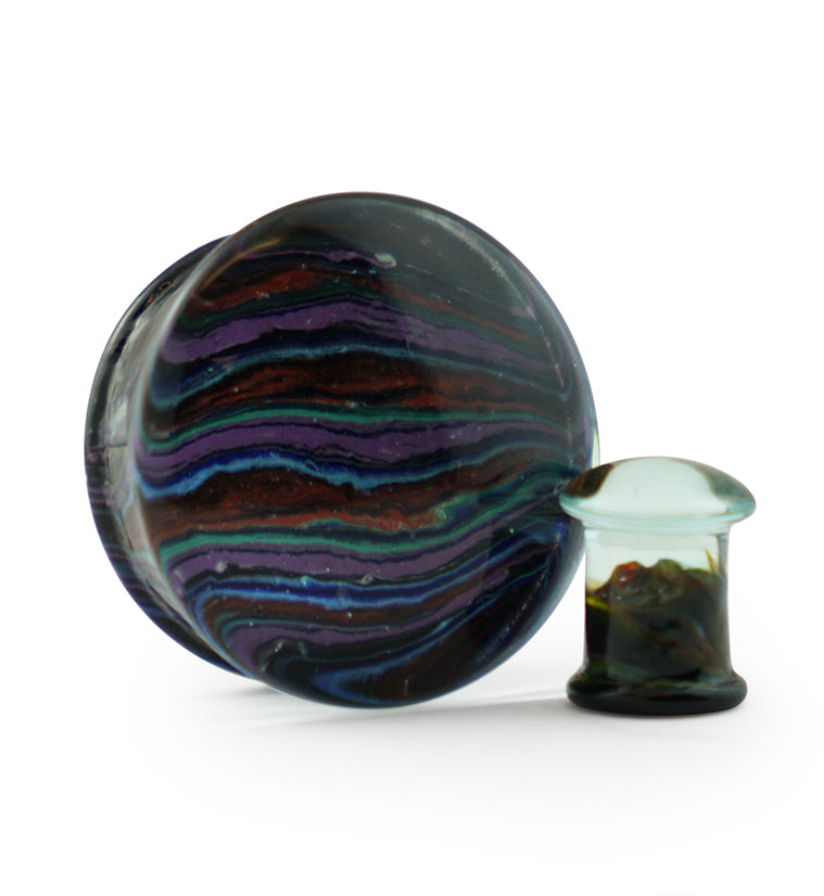 Rainbow Layers Glass Double Flare Plugs