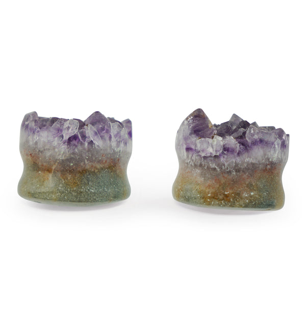 Raw Amethyst Plugs 1 Inch (25mm) Version 3