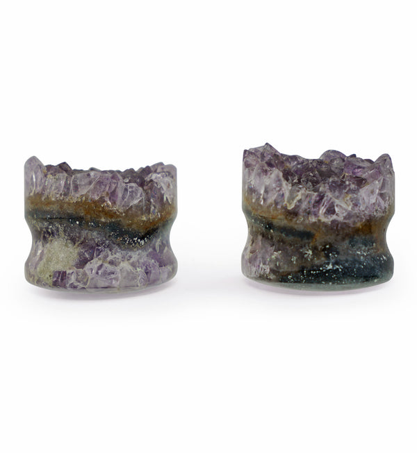 Raw Amethyst Plugs 1 Inch (25mm) Version 9