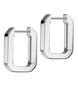 Rectangle Hoop Stainless Steel Hinged Earrings