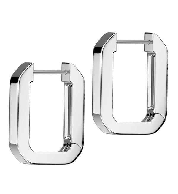 Rectangle Hoop Stainless Steel Hinged Earrings