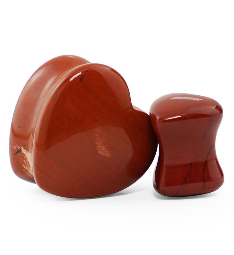 Red Jasper Stone Heart Shape Plugs