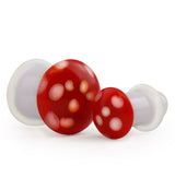 Red Spotted Mushroom Glass Single Flare Plugs