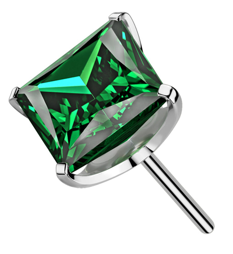 Rhombus Emerald CZ Threadless Titanium Top