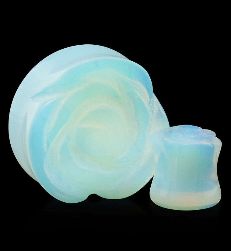 Opalite Glass Rosebud Plugs