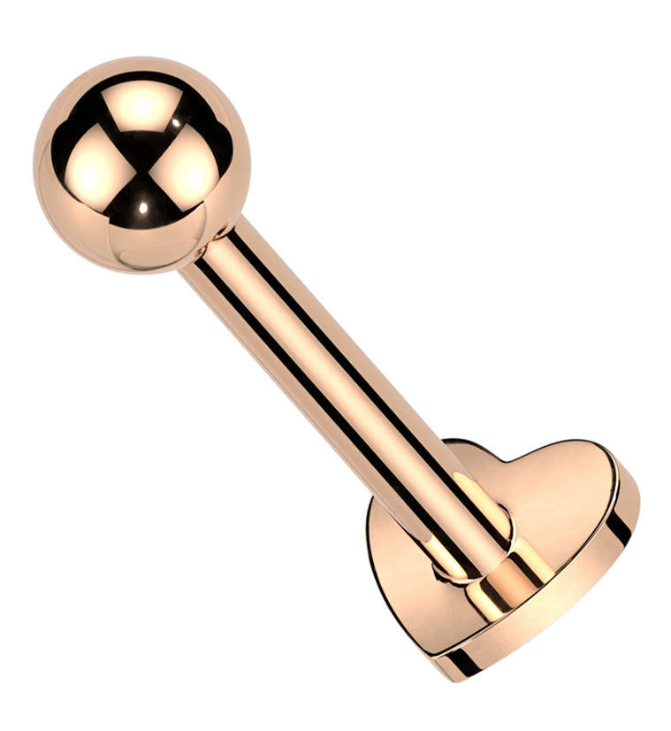 Rose Gold PVD Ball Heart End Internally Threaded Titanium Labret