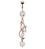 Rose Gold PVD Dangle Vine Belly Button Ring