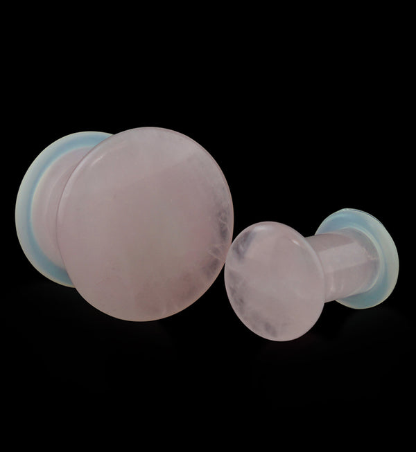 Pink Rose Quartz Single Flare Stone Plugs