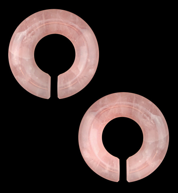 Rose Quartz Stone Hoop Plugs