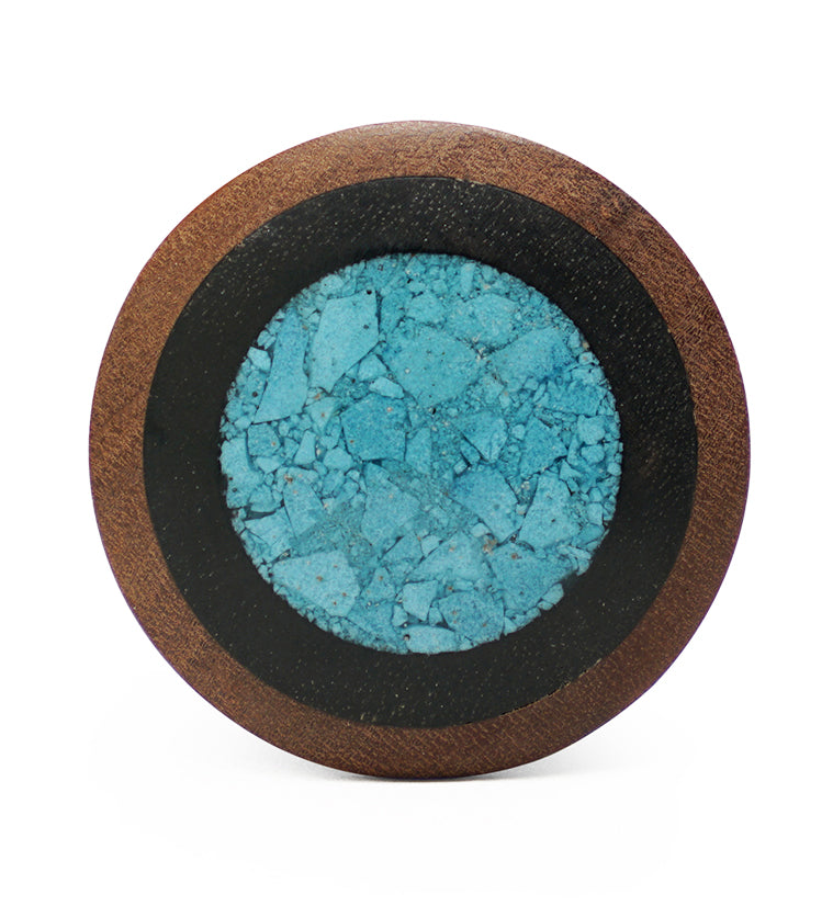 Saba Wood Plugs with Target Turquoise Inlay