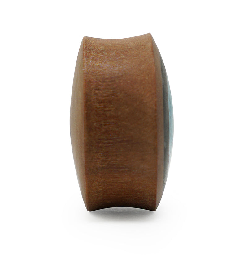 Saba Wood Plugs with Target Turquoise Inlay