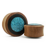 Saba Wood Plugs with Target Turquoise Inlay