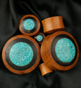 Saba Wood Plugs with Target Turquoise Inlay