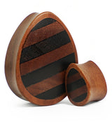 Saba Wooden Teardrop Plugs With Striped Inlay