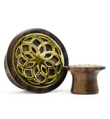 Seed of Life Brass Areng Wood Mayan Flare Plugs