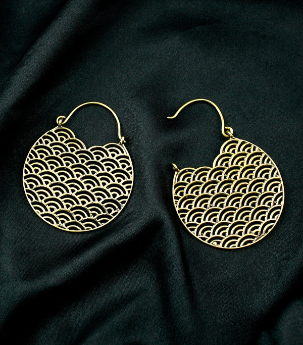 Seigaiha Brass Hinged Hangers/Earrings