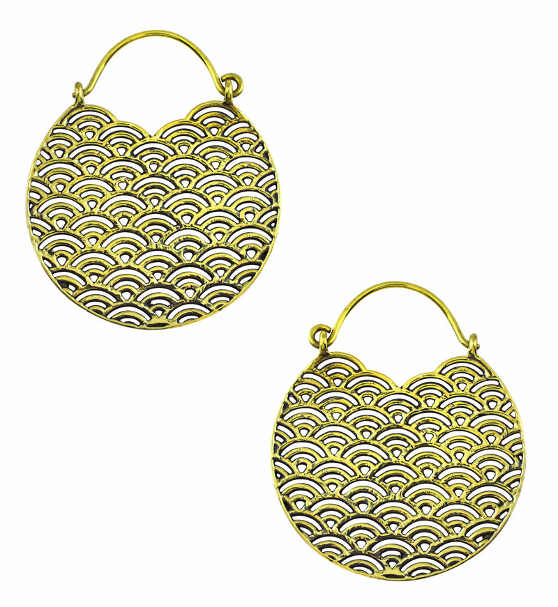 Seigaiha Brass Hinged Hangers/Earrings