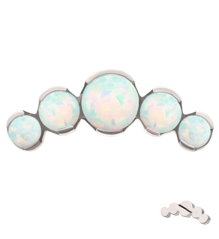 Semi-Bezel Quinary Curve White Opalite Titanium Threadless Top