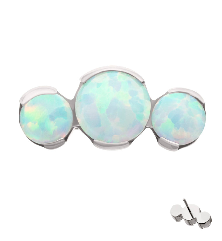 Semi-Bezel Triple White Opalite Titanium Threadless Top