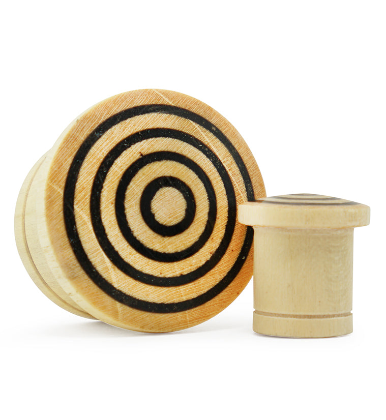 Single Flare Crocodile Wood Plugs with Triple Target Inlay