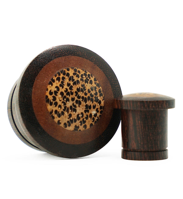 Single Flare Dark Tamarind Wood Plugs with Saba & Coconut Inlay