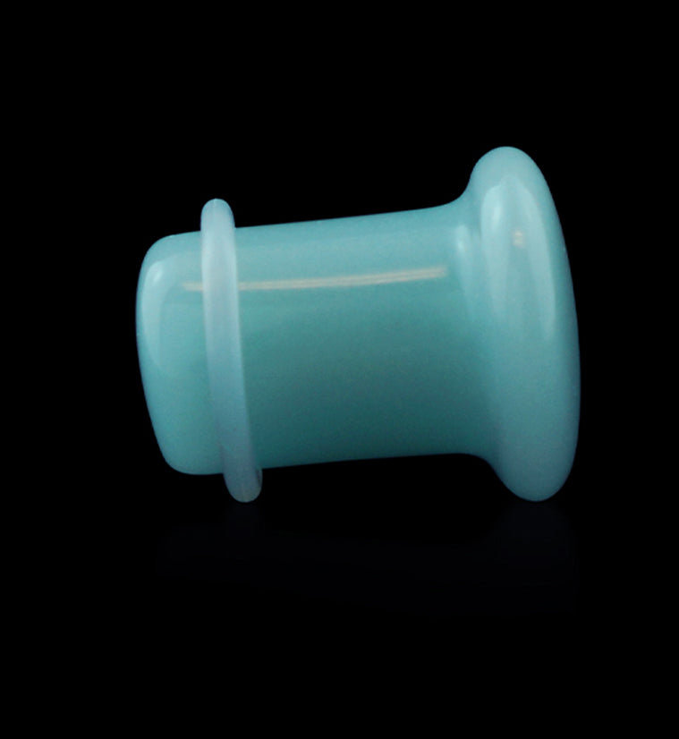 Blue Glow in the Dark Glass Plugs - Single Flare