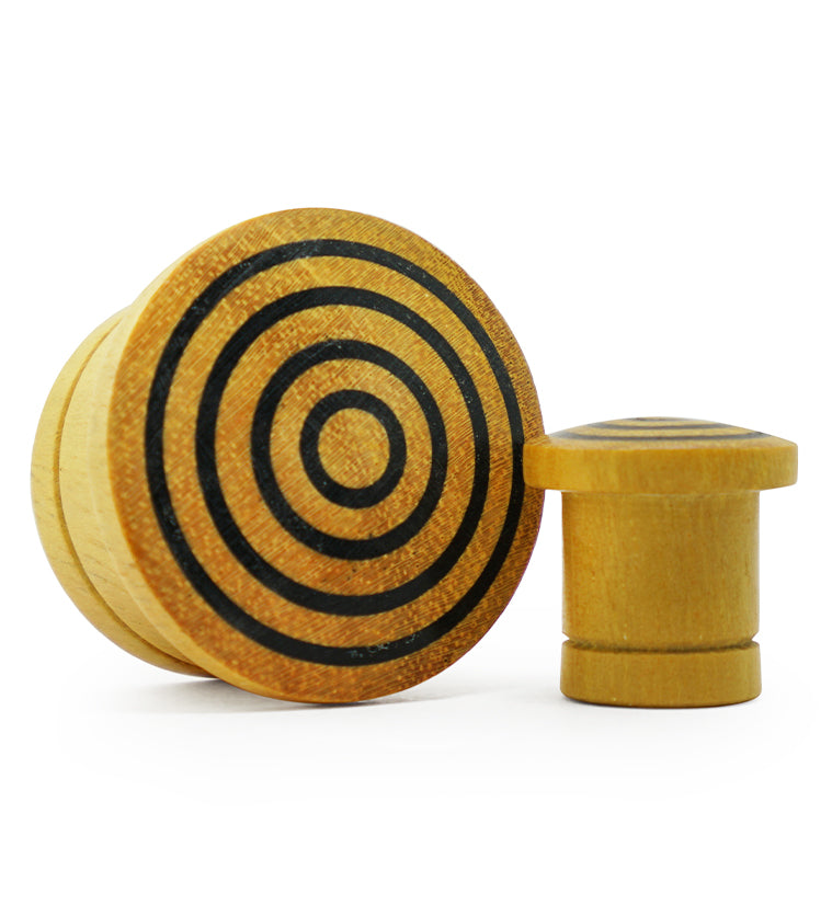 Single Flare Jackfruit Wood Plugs with Triple Target Inlay