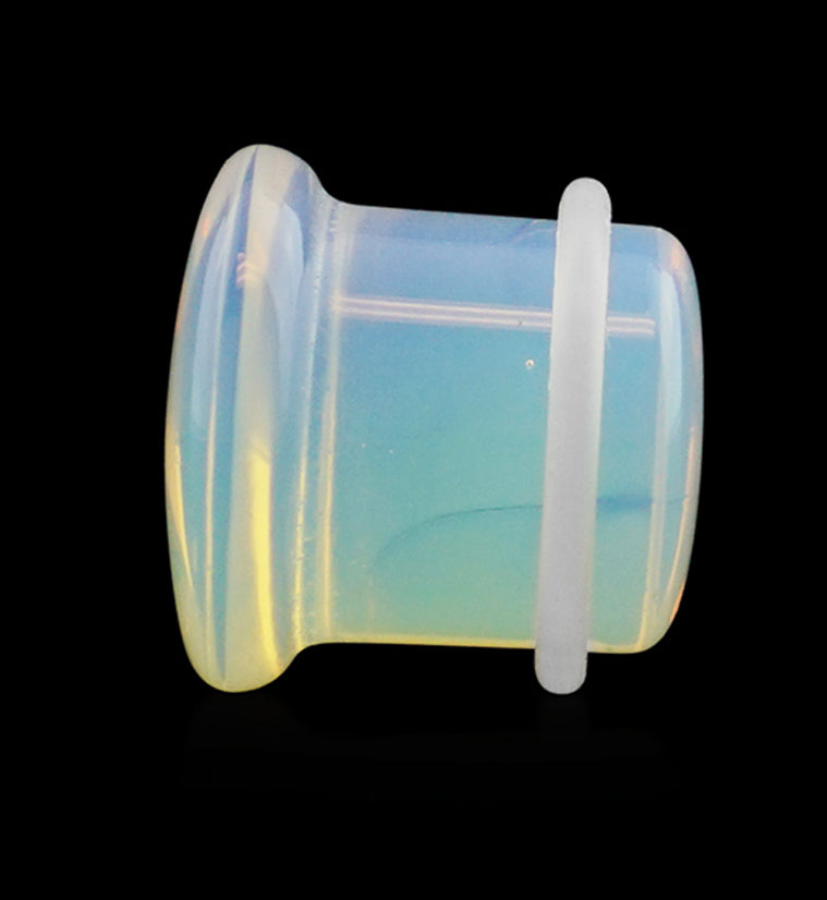 Opalite Glass Plugs - Single Flare with Grooves