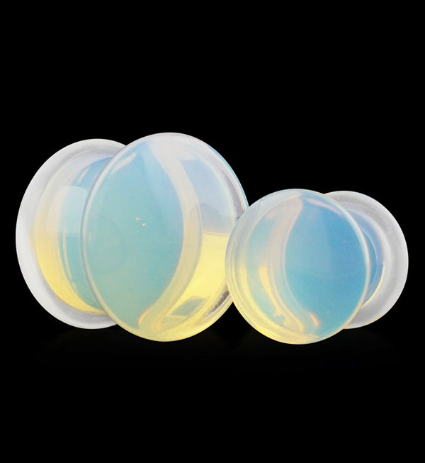 Opalite Glass Plugs - Single Flare with Grooves