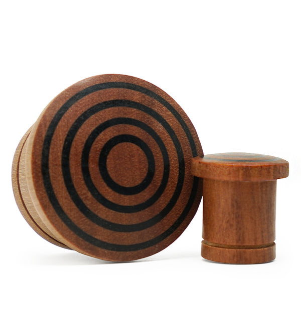 Single Flare Saba Wood Plugs with Triple Target Inlay