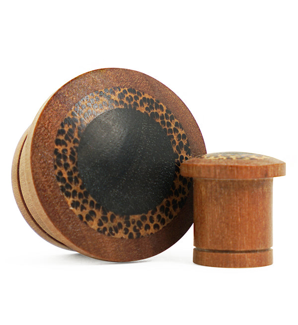 Single Flare Saba Wood Plugs with Coconut & Areng Inlay