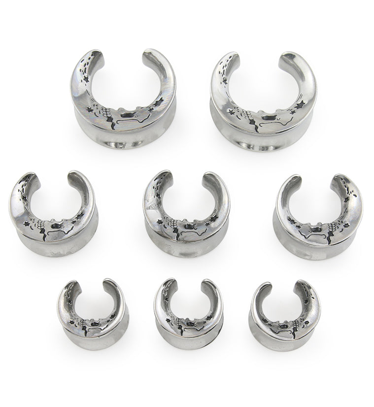 Skeleton Crescent Stainless Steel Saddles | UrbanBodyJewelry.com